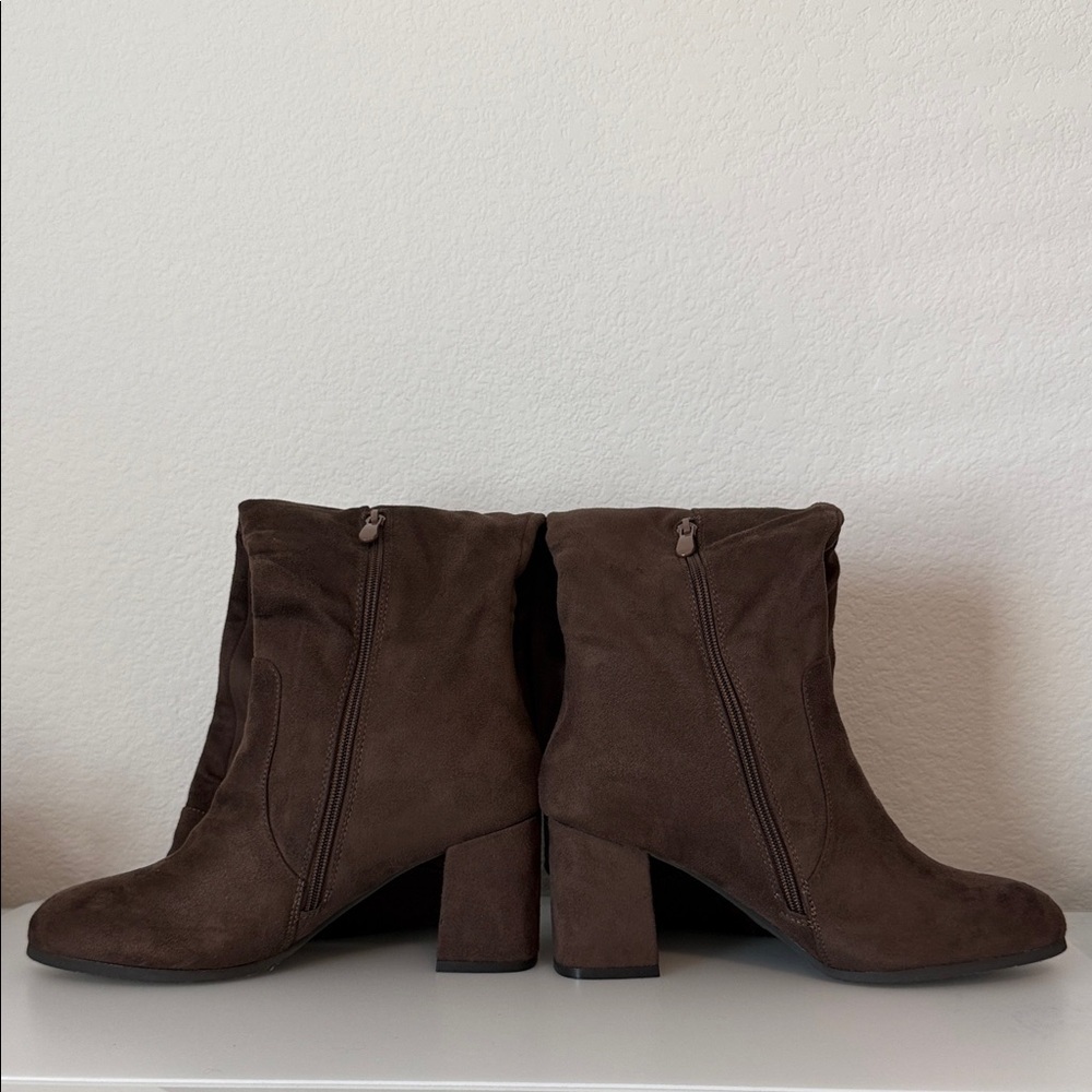 Dream Pairs Dark Brown Faux Suede Over the Knee Heeled Boots NWOB Size 10 - Picture 5 of 6